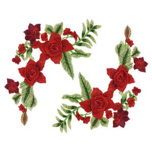 Best 34*18 CM Red Flower Embroidered Applique Patches For DIY Dress Decorative wholesale