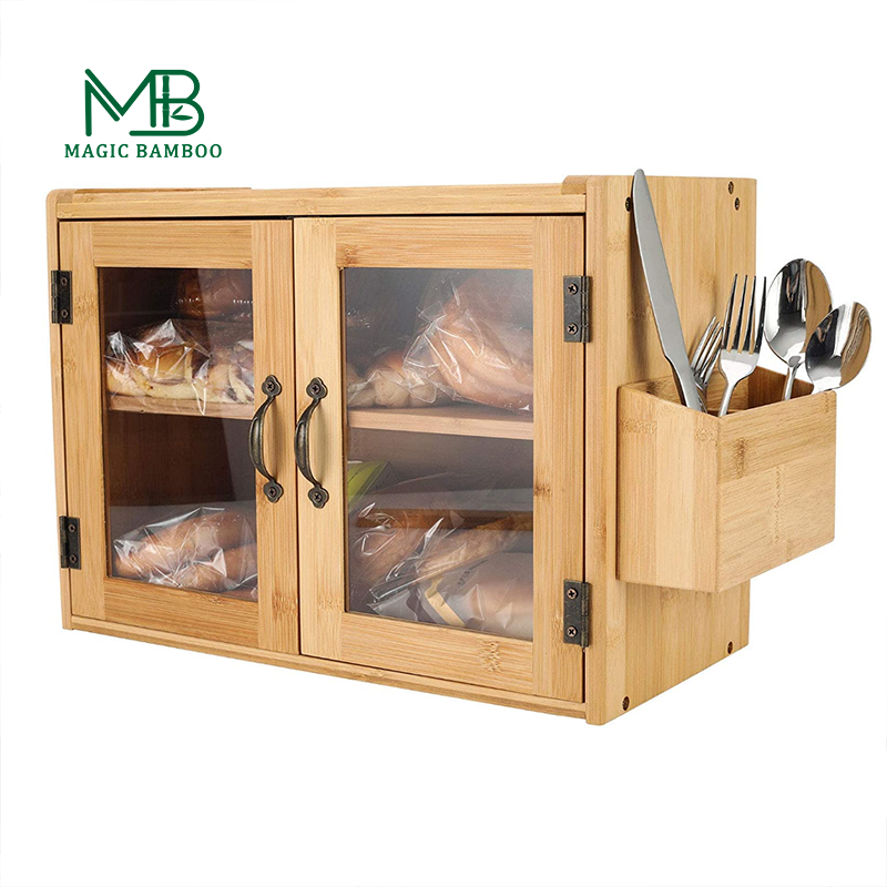 Direct Bamboo Bread Storage Box with Dinnerware Holder For Kitchen Sustainable Design
