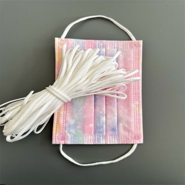 White Flat Ear Loop Elastic Cord Soft Ear Tie Rope 3.5MM