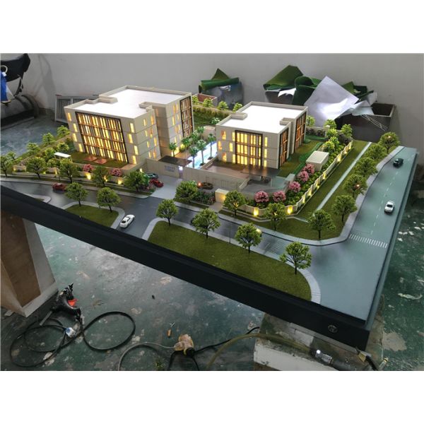 3d Residence Real Estate Model , Miniature Building Model With Trees Material