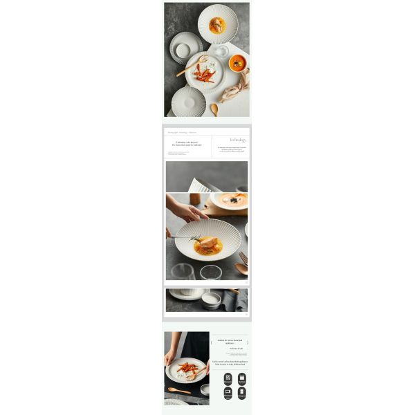 Relief Pattern Disposable Matte Glaze Plates Nordic-Inspired Modern Ceramic Dinner Set