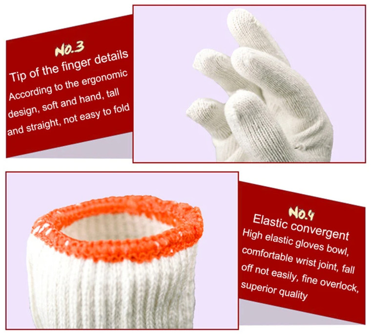 Cotton Material PPE Safety Gloves 210mm Length Customizable Size
