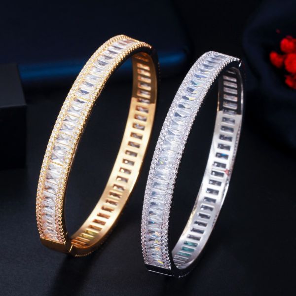 Luxury Cubic Zircon Bracelet with Leaf Shape CZ Vintage Bride Wedding Bracelets Bangle for Women Jewelry