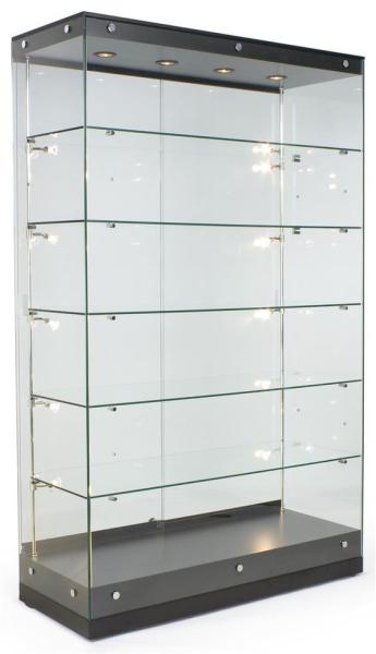 Cheap 48" Glass Trophy Display Case With Black Finish for sale