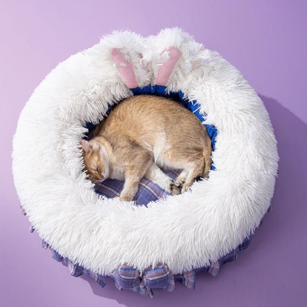 Cheap Plush Warm Cat Nest Purple Mattress For Dogs Checkered Cat Bed Dog House Cat Bed Cushion Dog Bed Pet Supplies for sale