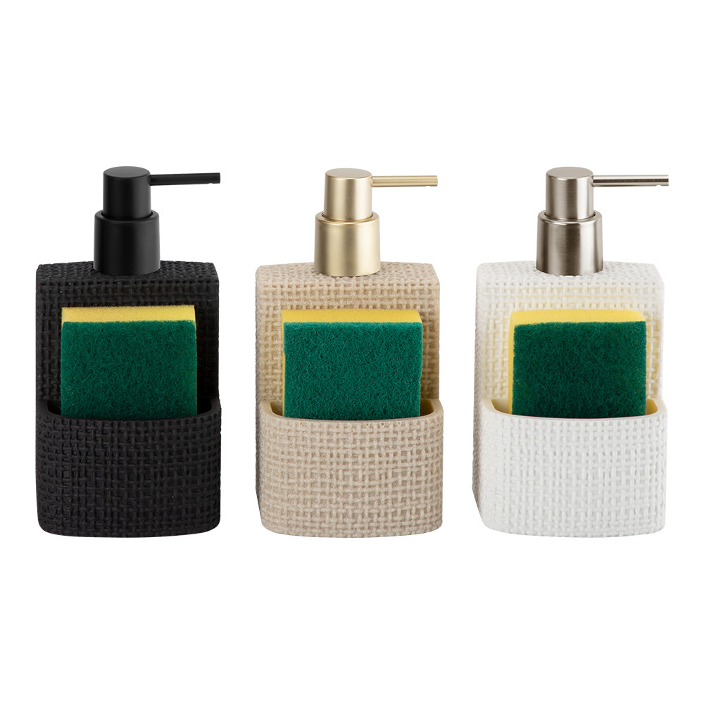 Best 2N1 Polyresin Kitchen Soap Dispenser Multi-Function With Cloth Pattern wholesale