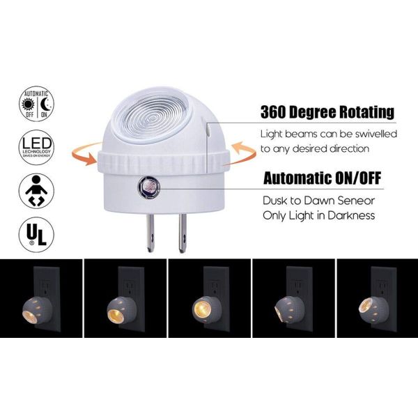LED Nightlight Plug-in Night Lights, Warm White Sensor Room Electric EMC FCC LVD