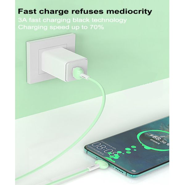 Type C Android USB 2.0 Charging Cable Liquid TPE Macaron 2m 3A