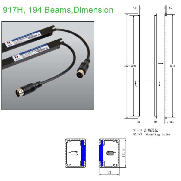 Full Height Elevator Infrared Door Detector For Residence Elevator Light Curtain