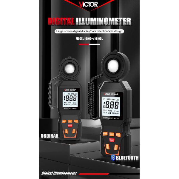 VICTOR 1010D+ Digital Light Meter Lux meter 0~200000lux cheap light illuminance lux meter for LED