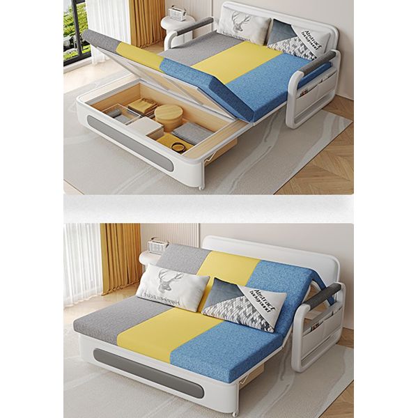 Simple Couch Storage Space Heavy Duty Apartment Folding Sofa Bed with Armrest and Foldable Wooden Frame