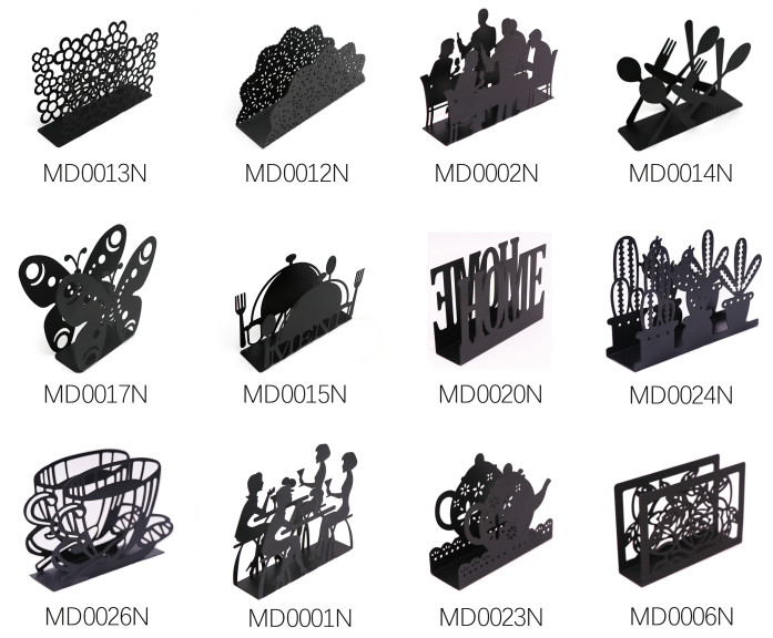 Black Color Paper Metal Napkin Holder , Iron Napkin Holder Stand Rack
