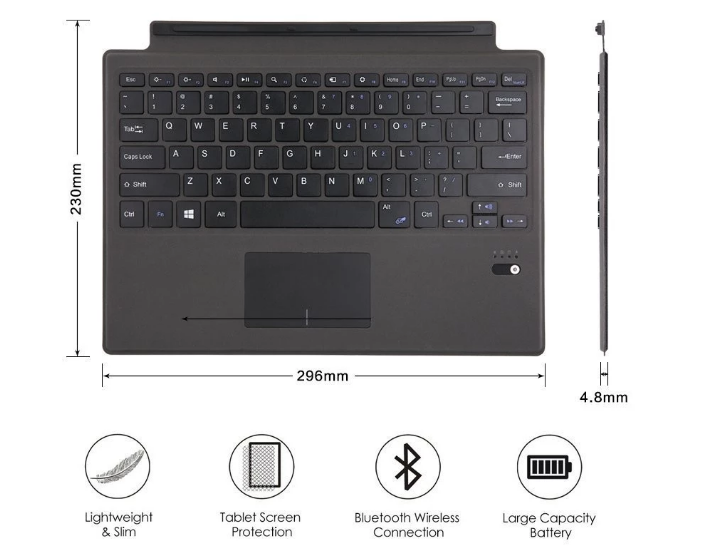 Multi Color Optional Surface Pro Wireless Keyboard With Backlight And Bluetooth