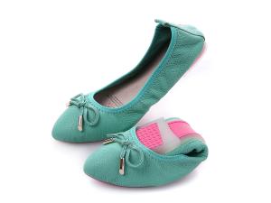 China high quality pale green sheepskin shoes girl shoes maternity shoes brand foldable flat shoes pointed ballet shoes BS-16 on sale