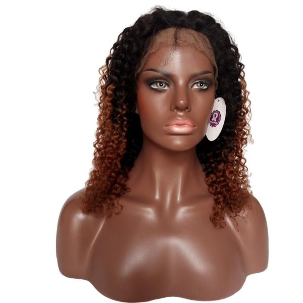 Cheap Afro Kinky Curly Brazilian Virgin Human Hair Lace Front Wigs for Women1b/#30 Two-Toned for sale