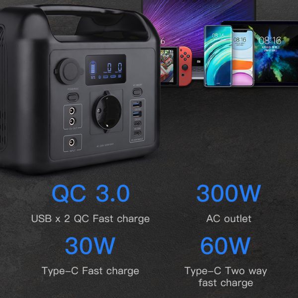 Mobile Phone 300W Lifepo4 Portable Power Station Solar Generator