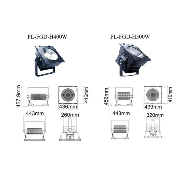 IP65 Waterproof 400W 500W 1000W LED Flood Light AC100-240V Good Heat Dissipation