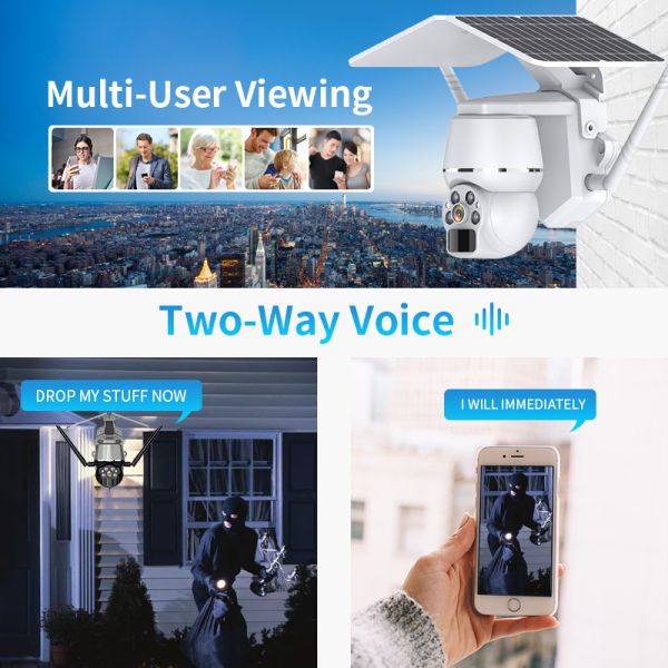 Tuya Wifi 4G Solar PTZ Camera EU US AU JP 4MP Wireless Security Battery Camera