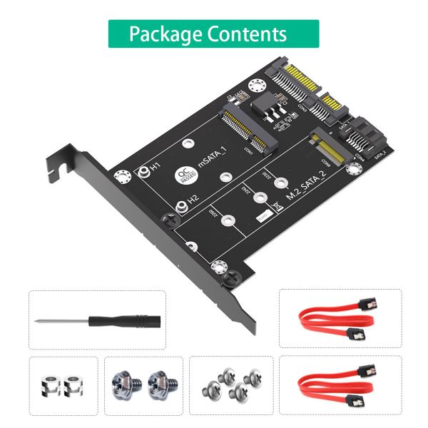 2 In 1 MSATA / M.2 NGFF SSD To Dual SATA3 Converter Adapter Card With Full Height Profile Bracket