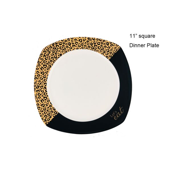 New Bone China Leopard Color Ceramic Gold Design Square Plate Ceramic Dinnerware Sets