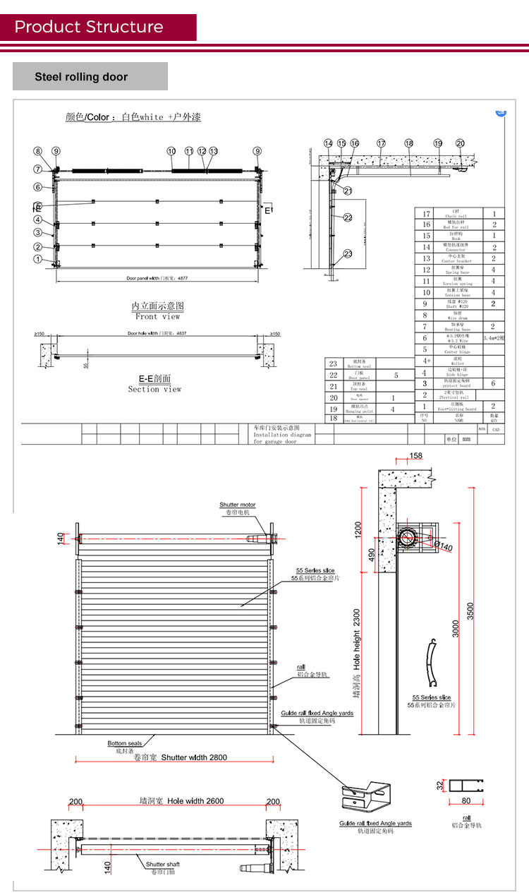 Motorized Sectional / Large Overhead Door Auto 220V Bifold Garage
