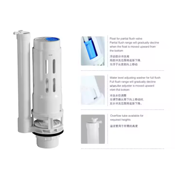 ABS+POM Material Dual Flush Valve with Adjustable Flush Volume and Embedded Design for Modern Bathrooms