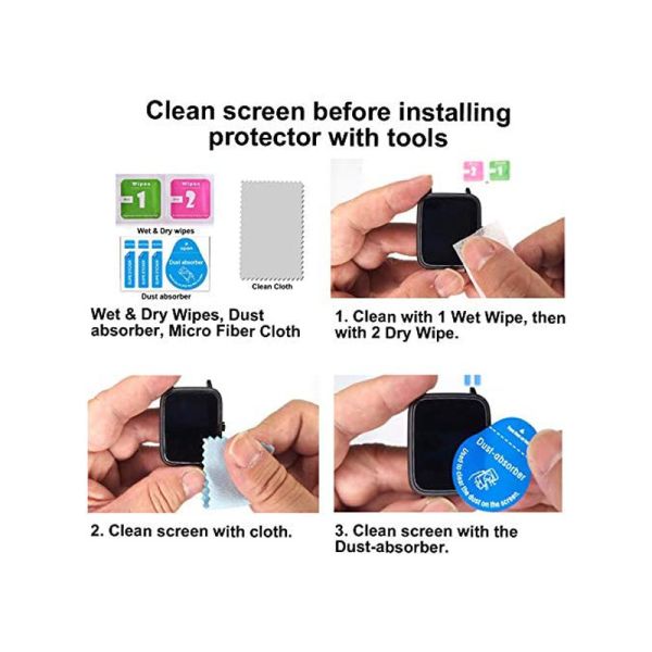 1.3inch Full Coverage Curved Edge Glass Smartwatch Screen Protector 3 PACK