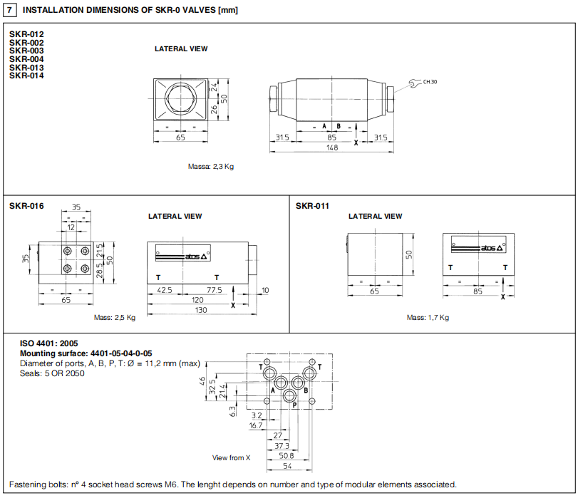 ATOS Modular Hydraulic Pilot Operated Check Valve ISO 4401 SHR SKR Sizes 06 And 10 SHR-012/4 10S