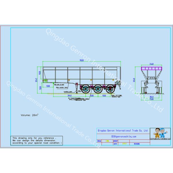 Used To Delivery Coal Heavy Duty V - Type Self - Propelled Dumping Trailer 60T 3 Axles