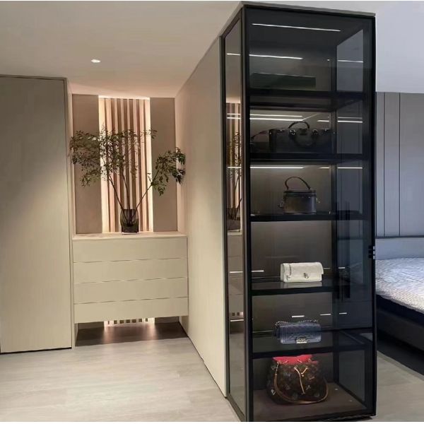 Metal frame inlaid art glass indoor decorative room divider screen