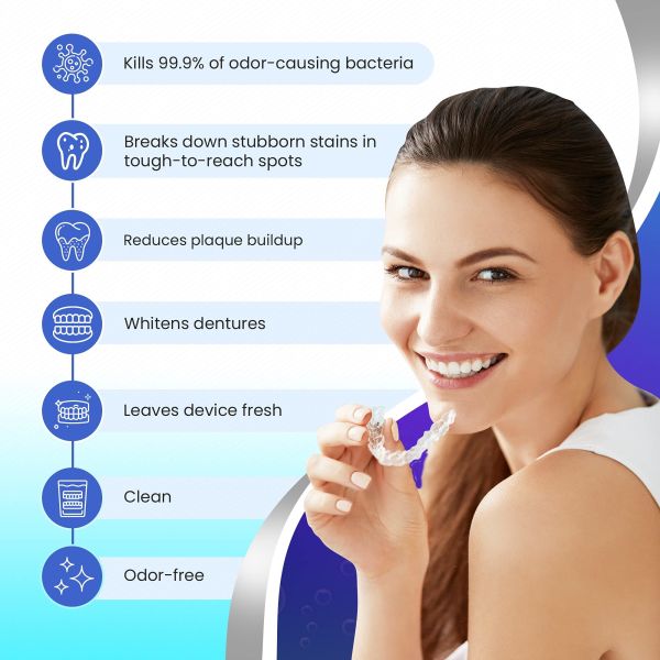 Retainer / Denture Cleanser Tablets 180 Tablets Removes Stains Discoloration Odors