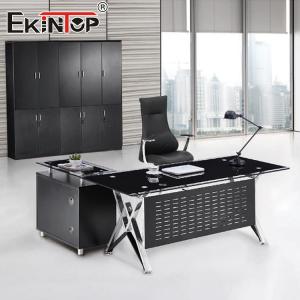 China Metal Modern Office Furniture Tempered Glass Desk Customized OEM ODM on sale