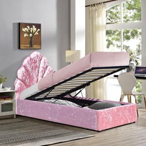 Best Single Size Pink Fabric Gas Lift Storage Bed For Children Bedroom wholesale