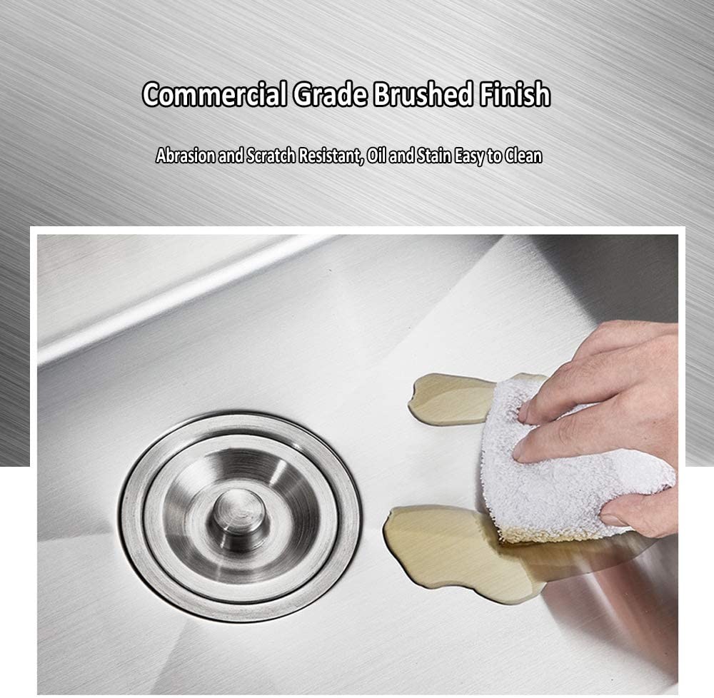FOOK SINK Handmade Top Mount 304 Stainless Steel Double Bowl Kitchen Sink with Ledge