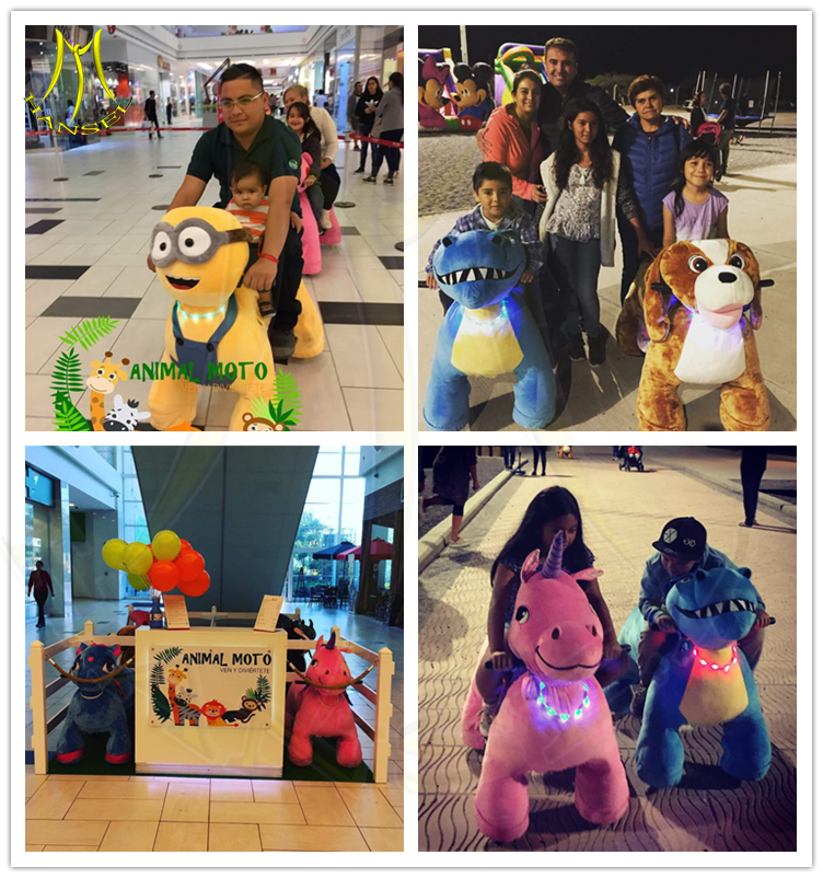 Hansel coin operated plush walking bear stuffing animal machine riding panda toy