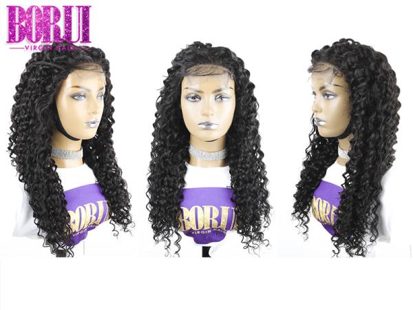 Cheap Deep Wave Lace Closure Custom Lace Wigs 100% Unprocessed Indian Virgin Curly for sale