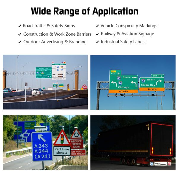 4x150FT Micro White Yellow High Visibility Micro Diamond Grade Reflective Sheeting Film for Traffic Signs ODM