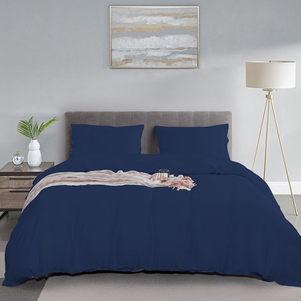 Natural Bamboo Fiber Sheet Set 60s 300tc 3 pcs Pillowcase Duvet Cover King Queen Bedding