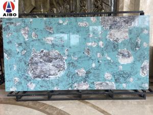 China Marble Look Green Color Artificial Quartz Slabs 3200x1600mm High Density on sale