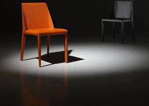 China Rubber Feet Commercial Dining Chairs Metal Frame Saddle Leather on sale