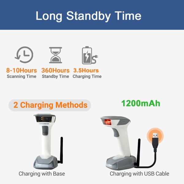Kebo SK-5300 2.4G Portable Wireless Barcode Reader Module USB Cable Custom Element Laser 2D QR Code Barcode Scanner with