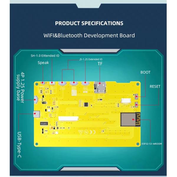 5 Inch 800x480 ESP32 TFT Display Resistive Touchscreens 300 Nits