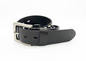 Best Durable Mens Leather Studded Belt 3.2cm Width Black Color 319g Weight wholesale