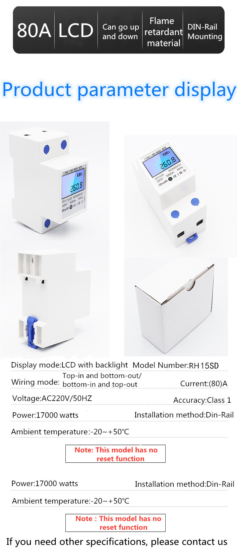 New style Mini Size DIN rail Digital panel meter multi-function energy meter