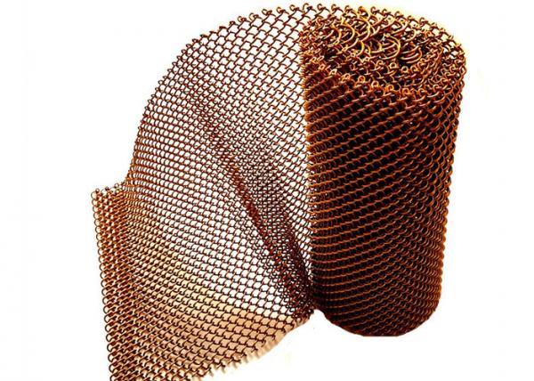 Cheap Flexible Copper Color Metal Mesh Fabric , Metal Coil Drapery For Room Divider for sale