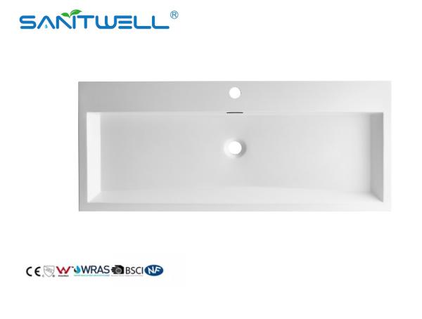 Cheap Standard Sizes SW6002-995 Bathroom Sanitary Ware Stone Resin Basins Rectangle Shape Semi-Counter Sinks for sale