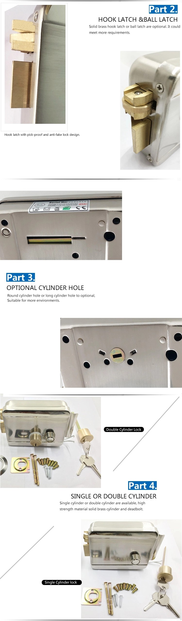 Fingerprint Mortise Electric Rim French Door Security Locks