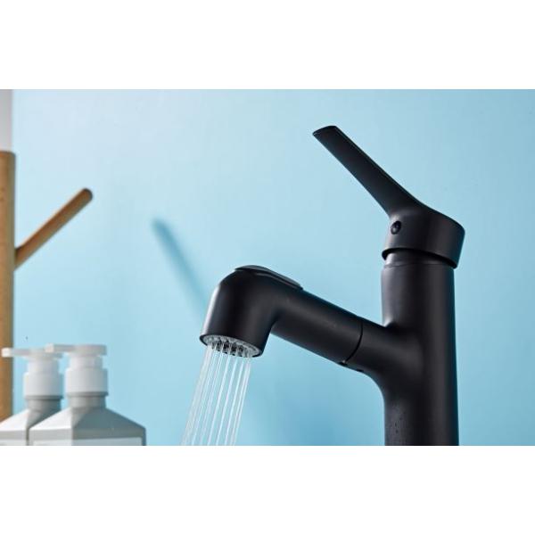 Black color Saving Water Explosion Proof Pull Out Sink Faucet