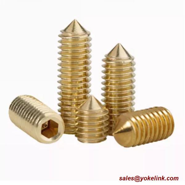 ASME B18.3, DIN 916 Brass Socket Set screws with Cup Point, Nylok patch