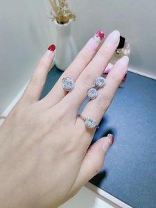 Best Wedding Anniversaries 925 Sterling Silver Rings Set 6.39G AAA Cubic Zriconia wholesale